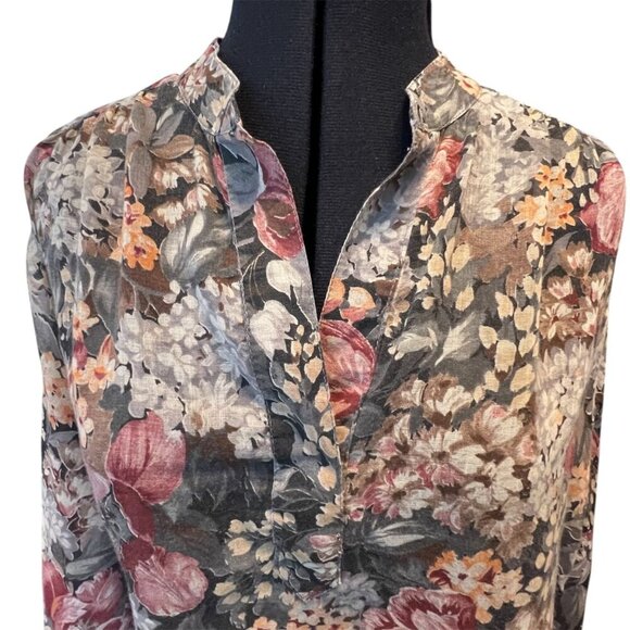 Vintage Peter Popovitch Sheer Floral Blouse Small Cotton/Poly Blend - Picture 10 of 12